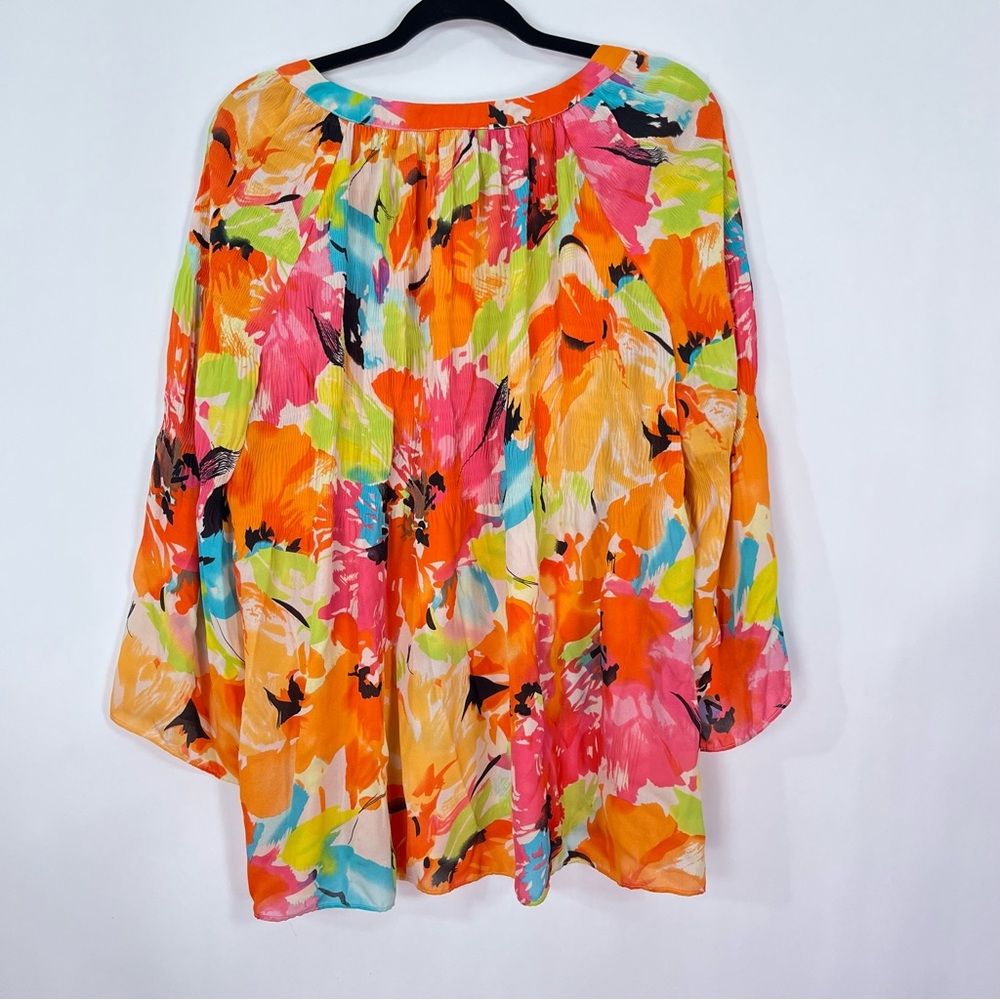 Vibrant Floral Peasant Blouse - Multi - Picture 2 of 5